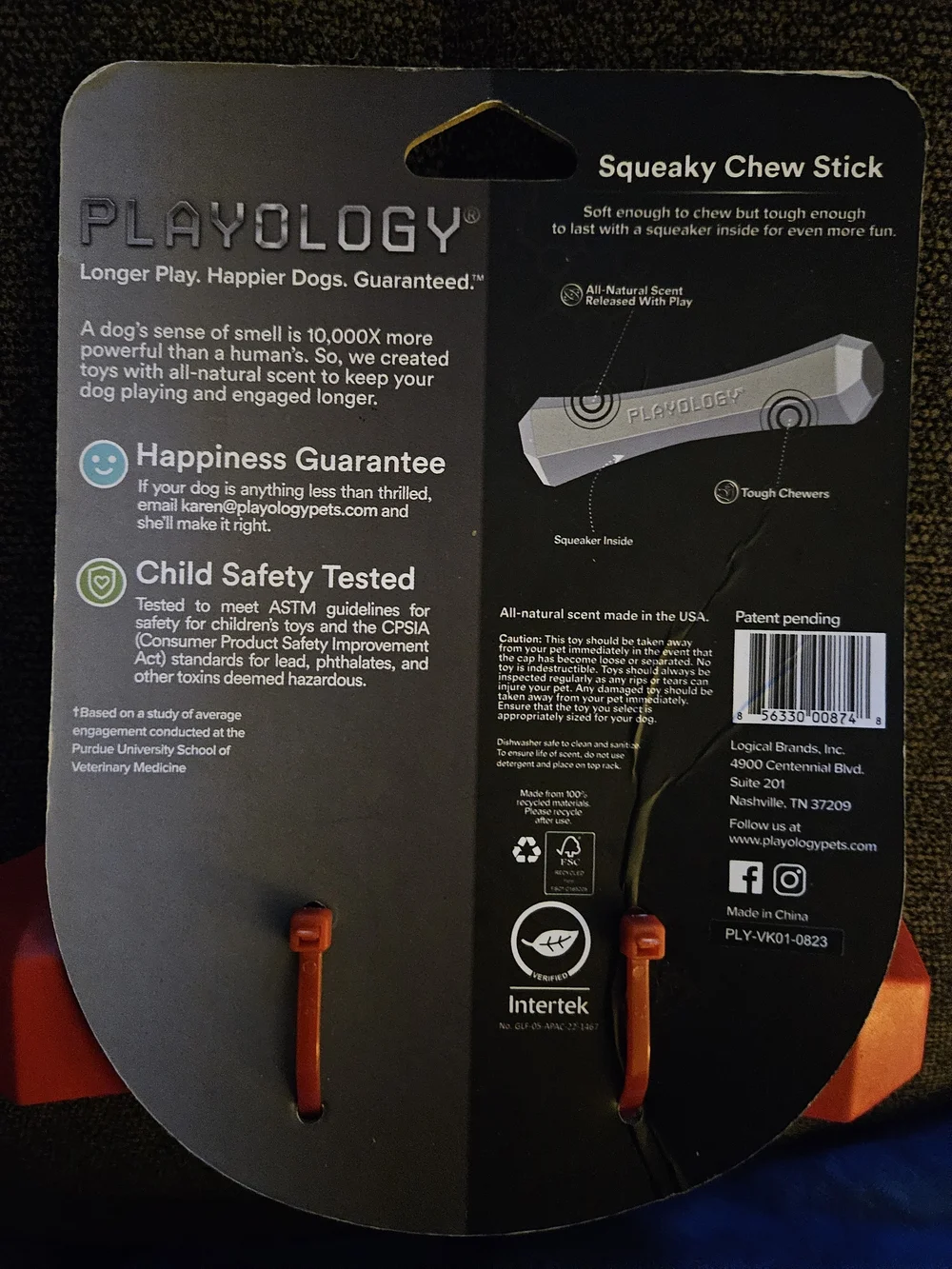 Playology Squeaky Chew Stick - Red Medium Dog Toy
